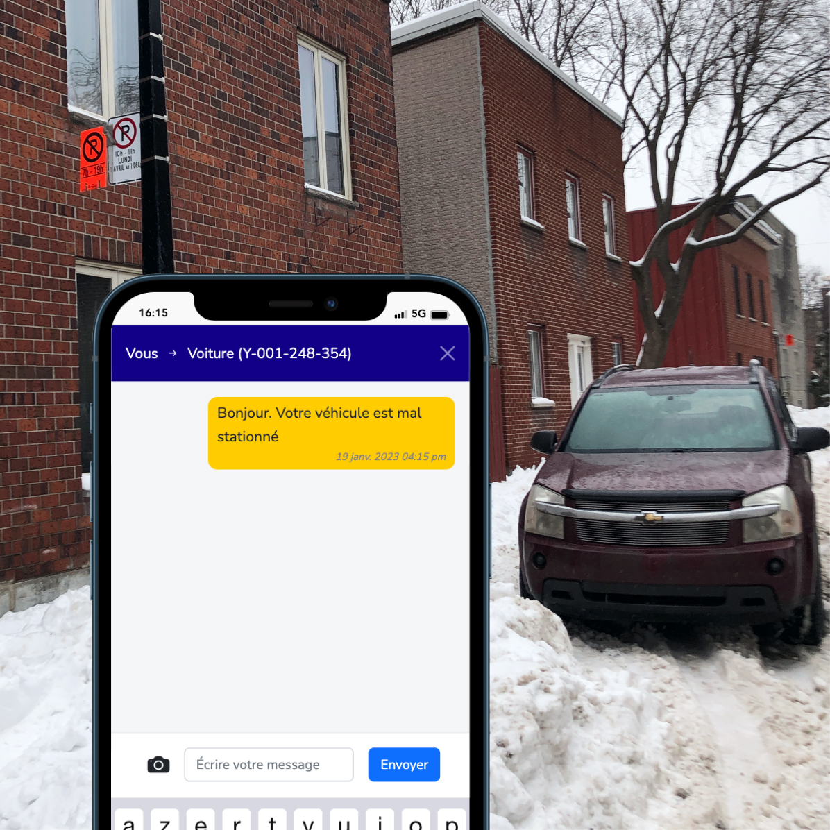 Notification au propriétaire d'une voiture mal stationnée